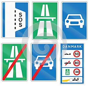 Collection of Road Signs Used in Denmark