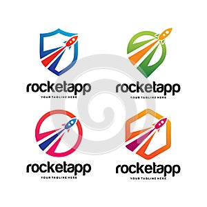 Collection of rocket application logo design template