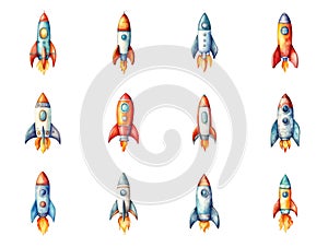 Collection of Rockets Standing Tall, Symbolizing Advancements in Space Travel
