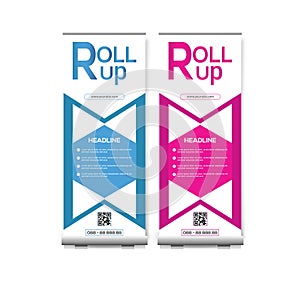 Collection of Roll Up Banner template, background Design X stands banner template vector illustration.