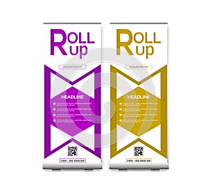 Collection of Roll Up Banner template, background Design X stands banner template vector illustration.