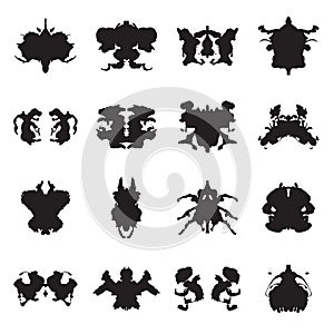 Collection of Rorschach test inkblots. Vector illustration