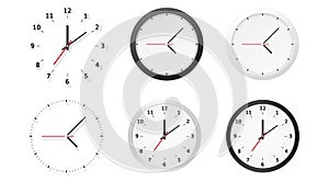 Collection of round analog dial clock faces