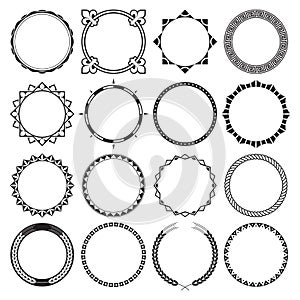 Collection of Round Decorative Border Frames with Clear Background.