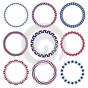 Collection of round Fourth of July vintage label borders