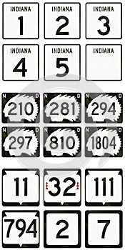 Collection of Route shields in different states of the US