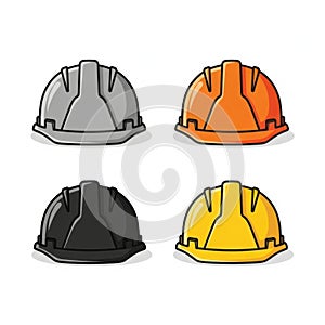 Collection of safety helmets in various colors