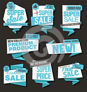 Collection of sale discount and promotion banners and labels