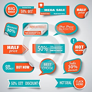 Collection sale pointers stickers and labels design elements template