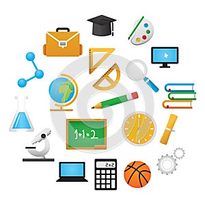 collection of school supplies. Vector illustration decorative design