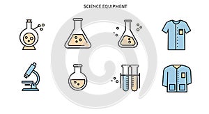 Science and Laboratory Equipment Icon Set