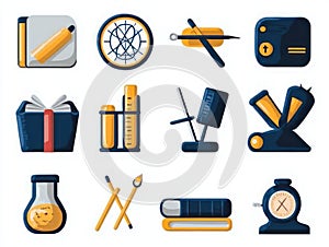 Education, Science, and Art Tools Icons Set