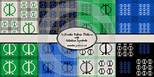 Collection of seamless authentic fabric patterns with african adinkra symbols