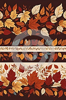 A Collection of Seamless Autumn Leaves Border Designs