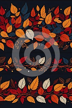 A Collection of Seamless Autumn Leaves Border Designs, Fall-inspired Frame Elements