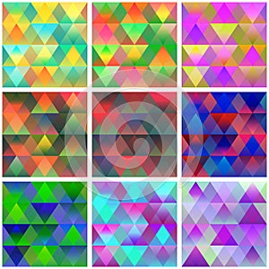 Collection of seamless colorful backgrounds with abstract geome