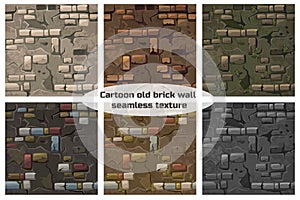 Collection seamless pattern texture old crack brick wall