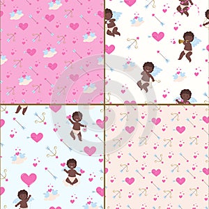 Patternes for Valentines day with african cupid