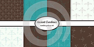 Collection of seamless patterns with ancient Crossbows