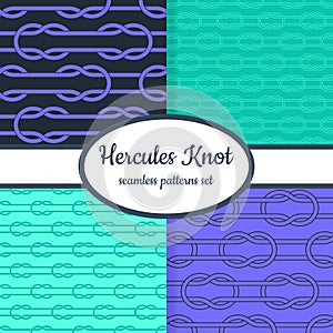 Collection of seamless patterns with ancient symbol Hercules knot
