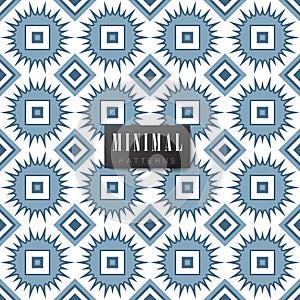 Collection of seamless patterns. Minimalistic style. Blue and white colour.
