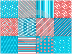 Collection of seamless textures. Simple elements. Bright backgrounds.