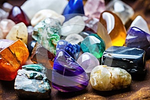 collection of semi-precious healing crystals