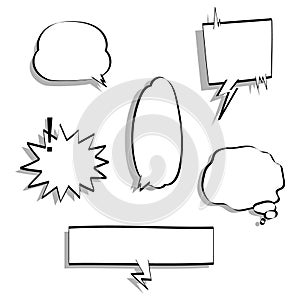 Collection set of blank speech bubble balloon, think, speak, talk, text box, banner