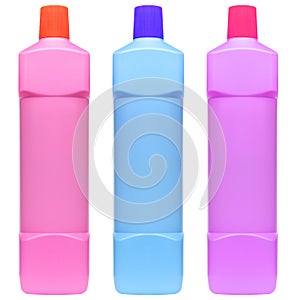 Collection set colorful chemical packaging isolated on white background with clipping path