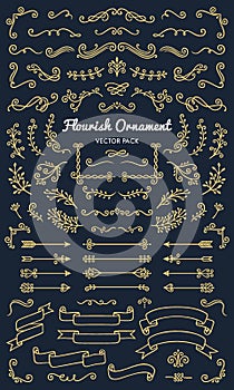 Collection set of flourish ornament label vector illustration