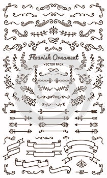 Collection set of flourish ornament label vector illustration