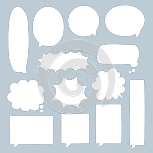 Collection set of hand drawing frame border, blank speech bubble balloon, think, speak, talk, text box, banner