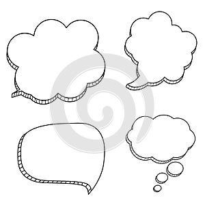 Collection Set of Hand drawn speech bubbles isolated on white icon. Vector Illustration