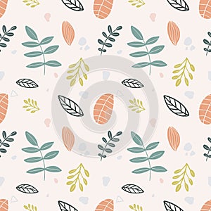 collection set of leaf plants pattern