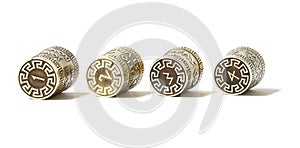 Collection set ot four decorative thimbles with etching with Greek aphorisms