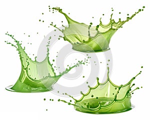 Collection Set, splash of Green oils liquid isolated