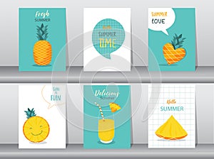 Collection set of stories design templates on summer backgrounds,pattern,poster,greeting,cards,fruits,beach,Vector illustration EP