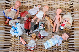 collection, set of vintage, antique Collectibles and Antiques dolls, old miniature babydolls German factory Ari, Collector's