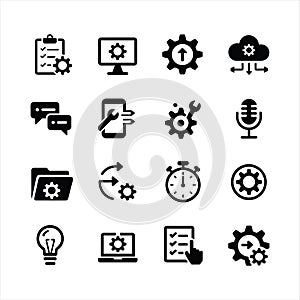 Settings and Configuration Solid Icons Set for System and Application Management