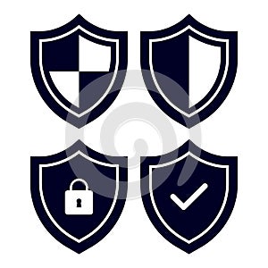 Collection Of Shield Vector Icon, Privacy Icon, Safety Design Elements, Guard Vector, Encryption Symbol, Cyber Security Sign,