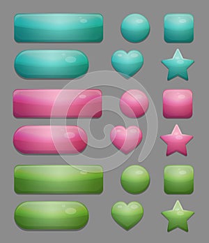 Collection of shiny multicolor glass app buttons