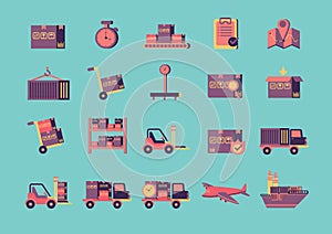 collection of shipping and logistic icons. Vector illustration decorative design