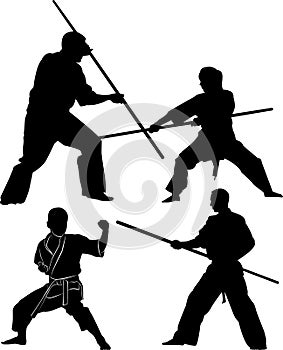 Collection silhouette combative vector sports