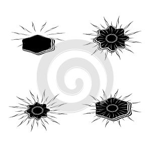 Collection of silhouette, Stars sun flower bubble starburst banner icons set vector illustration abstract background pattern art