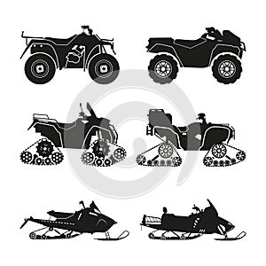 Collection of silhouettes of ATV. Set cross-country vehicles photo