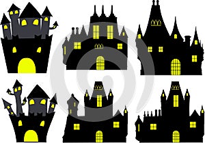 Collection of silouette castles of halloween photo