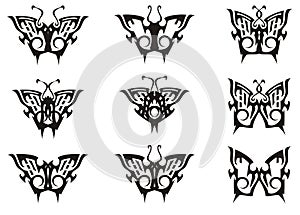 Tribal butterfly set in black and white tones