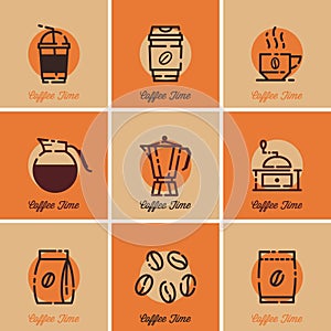 collection of simple coffee icons. Vector illustration decorative design