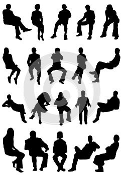 Collection of sitting people vector