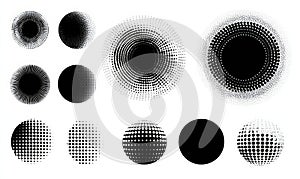 Abstract Geometric Shapes with Gradient and Halftone Patterns